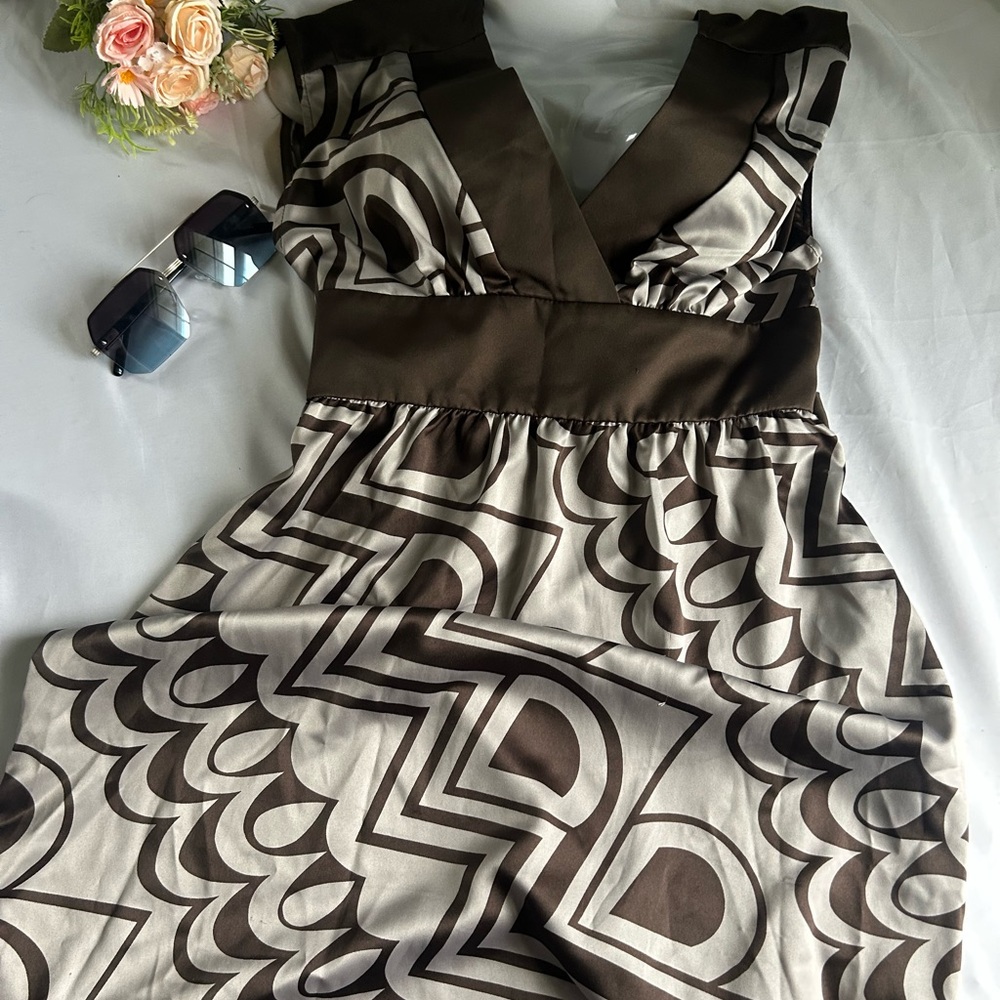 Mossimo Small New Elegant Brown Patterned Dress W… - image 7